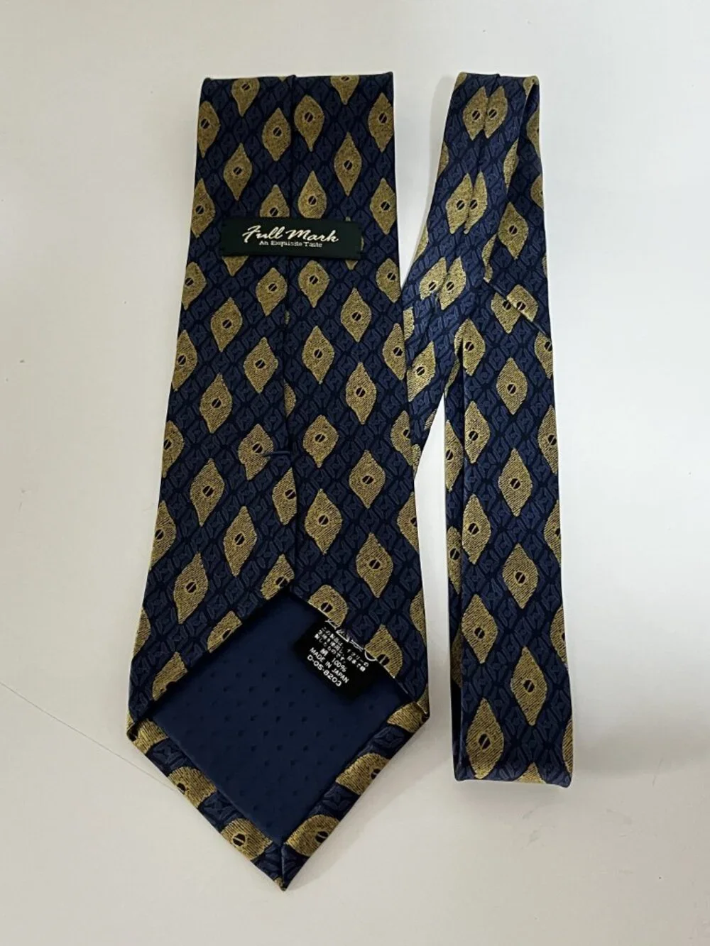 FULL MARK Made in Japan GEOMETRIC Blue & Yellow SILK Men's Tie/Preowned